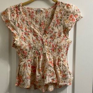 American Eagle cap sleeve shirt flower print, like new